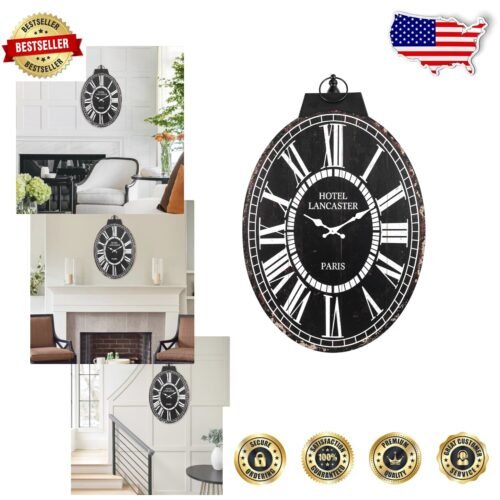 Large French Retro Clock 29'': Elegant Decorative Timepiece for Living Rooms