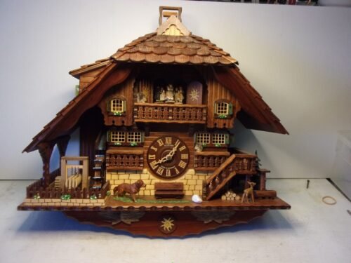 Large German Swiss Black Forest Dancers water wheel Cuckoo