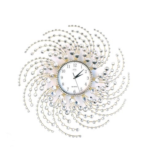Large Gold Wall Clock Decorative with Dazzling Crystals, Battery Operated Mod...