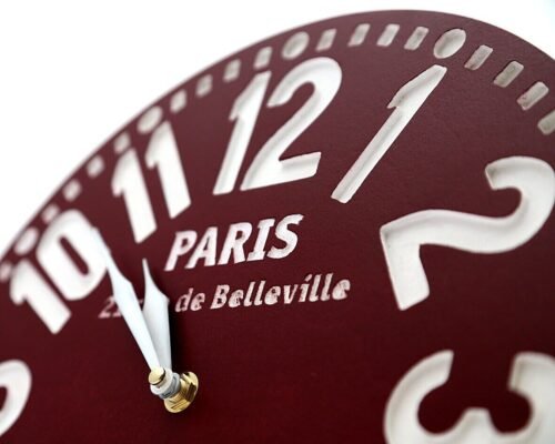Large handmade faux vintage clock -Paris burgundy- // housewarming gift // gr...