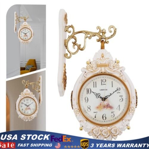 Large Hanging Wall Clock Vintage Style Double Sided For Home Dining Study Decor