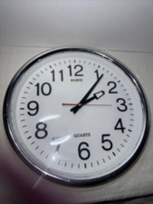 Large Industrial Commercial Company Wall Clock 15” Chrome Stepping Second Hand
