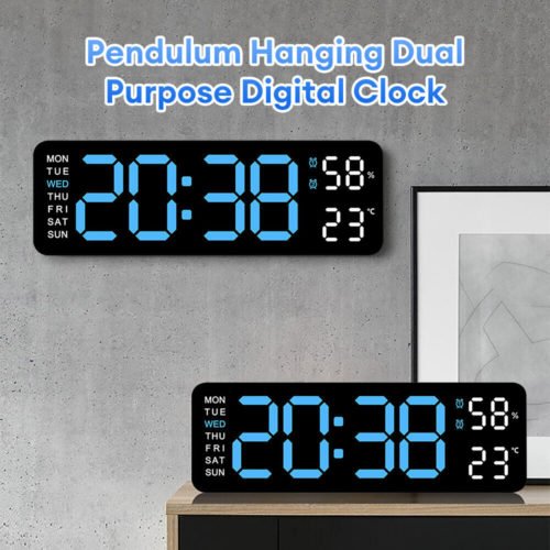Large Jumbo Digital LED Wall Clock Desk Alarm Calendar Temperature Humidity Date