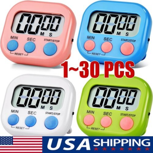 Large LCD Digital Kitchen Cooking Timer Count Down Up Clock Loud Alarm Magnetic
