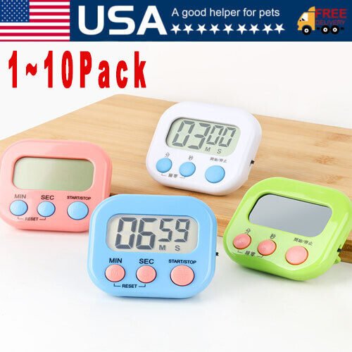 Large LCD Digital Kitchen Cooking Timer Count Down Up Clock Loud Alarm Magnetic