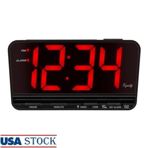 Large LED Alarm Clock Jumbo Display Brightness Control Snooze Battery Backup New