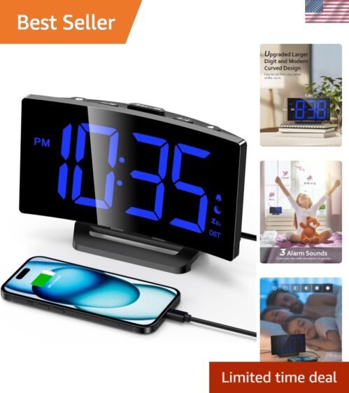Large LED Digital Alarm Clock - 5 Brightness Levels & Dual Volume Control