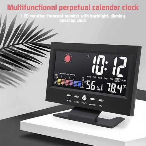 Large LED Display Digital Alarm Clock Calendar And Hygrometer Weather Display
