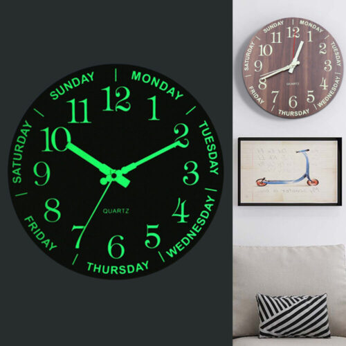 Large Luminous 3D Wall Clock New Glow In The Dark Quartz Home Decor Night Clock 2