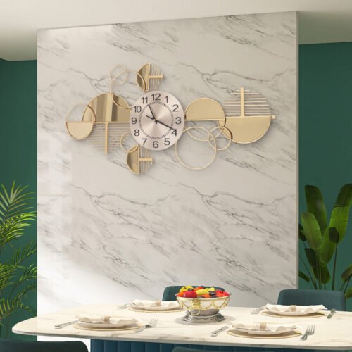 Large Luxury Gold Wall Clock Nordic Style Metal Clocks Home Living Room Decor US