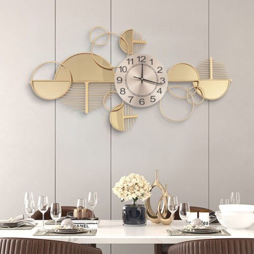 Large Luxury Gold Wall Clock Nordic Style Metal Clocks Home Living Room Decor US
