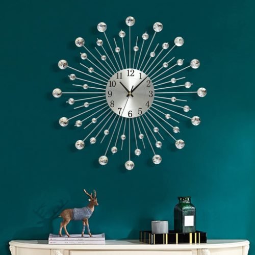 Large Metal Decorative Wall Clocks Silent Non-Ticking,Bling Shining Modern Ar...