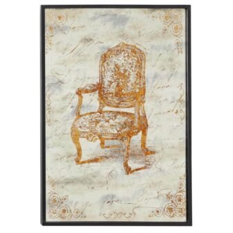 Large Metallic Gold Antique Chair Iron and Wood Wall Art