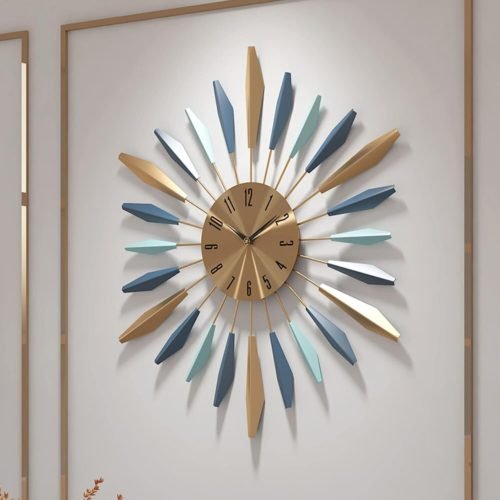 Large Metal Mid Century Silent Non-Ticking Modern Style Home Decor Wall Clock