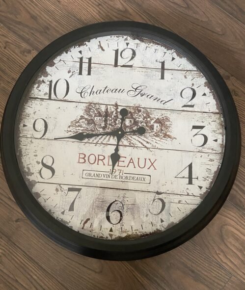 Large Metal Wall Clock Bordeaux Chateau Grand 28” Brand New! Beautiful!