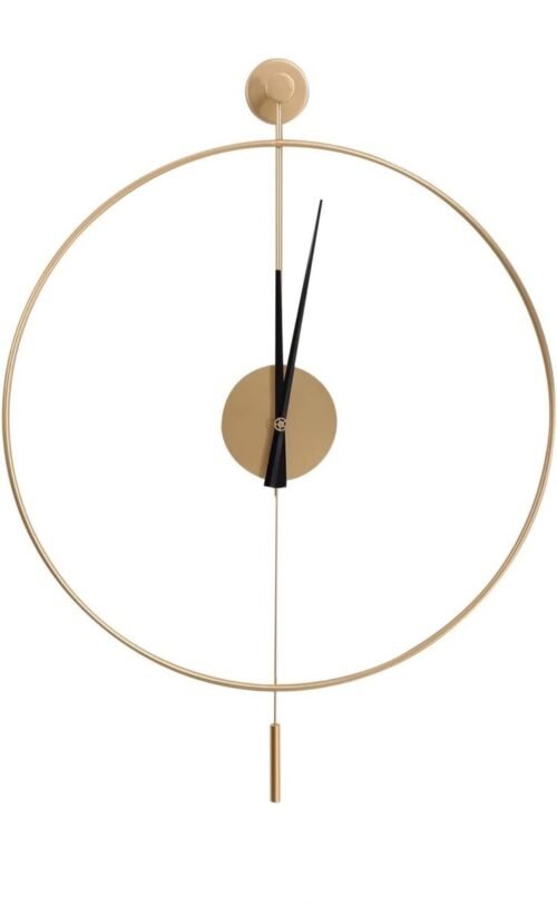 Large Minimalist Wall Clock with Swing Pendulum New In Box Gold No Noise Modern