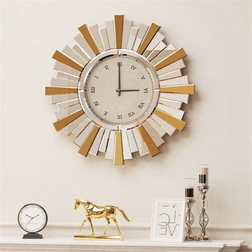 Large Mirrored Wall Clock Beveled Roman Numerals Mirrored Clock Almost Silent