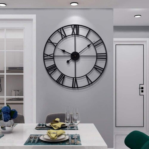 Large Modern Metal Wall Clocks Rustic round Nearly Silent Little Ticking Battery