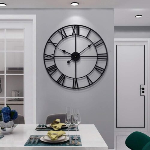 Large Modern Metal Wall Clocks Rustic Round Nearly Silent Little Ticking Battery
