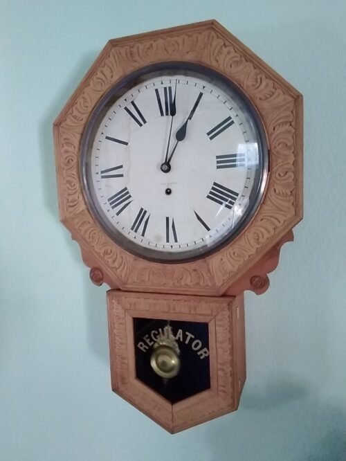 Large New Haven Antique Wall School Clock Just Serviced
