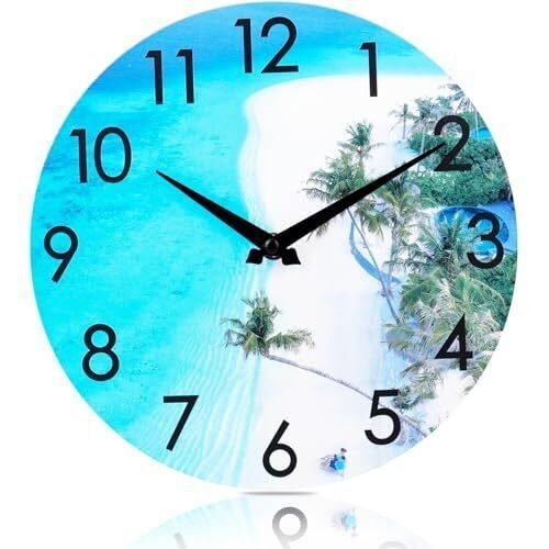 Large Outdoor Clock Waterproof 14 Inch Glass Wall Clocks for Pool Patio 14"