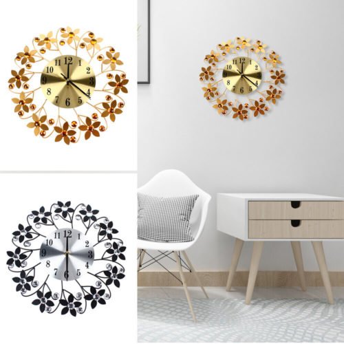 Large Outdoor Wall Clock Metal Flower Oversized Living Room Silent Decorative