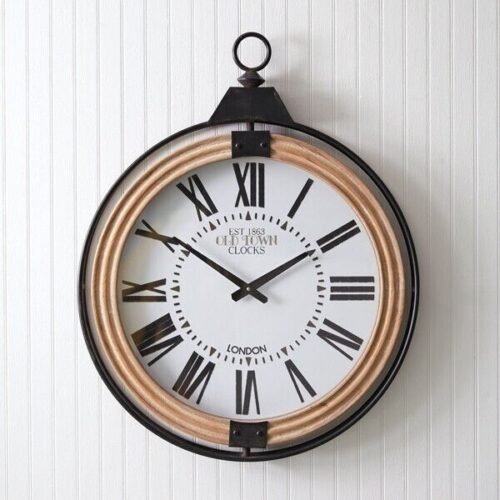 Large Pocket Watch Style Wall Clock with distressed finish