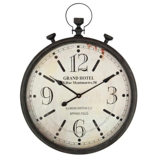 Large Pocket Watch Wall Clock, Vinatge Wall Clock with Black Metal Frame for ...