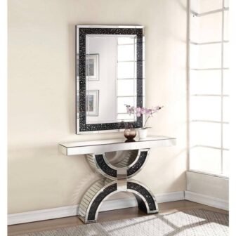 Large Rectangle Mirrored And Faux Gemstones Modern Mirror (47 in. H x...