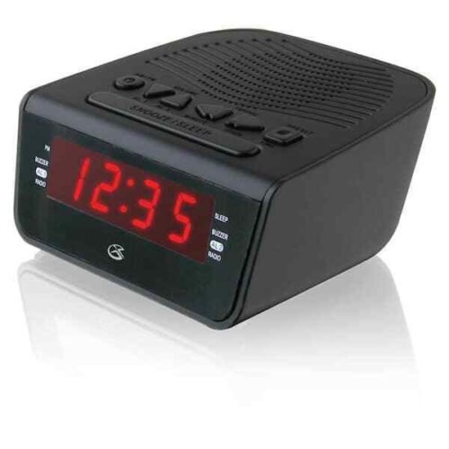 Large Red LED Display Digital Dual Alarm Clock Radio Battery Powered Backup