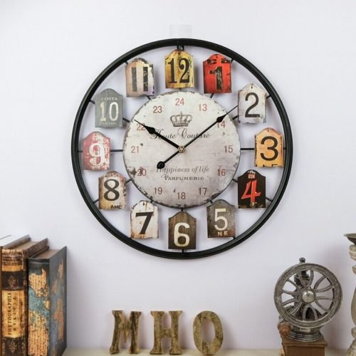 Large Retro Dial Wall Clock 20 Inch Big Country Rustic Vintage Farmhous Silent