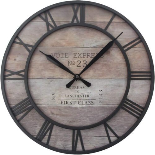Large Roman Wall Clock, Rustic Vintage Metal Wall Clock Oversized Big Wall Clock