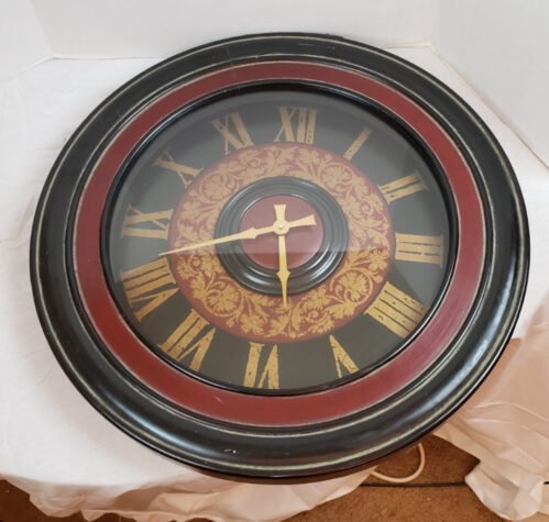 Large Round 25" Black & Gold Color Wall Clock Roman Numerals