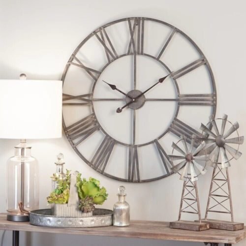 Large Round Clock Modern Industrial Oversized 30 Inch Country Farmhouse Decor