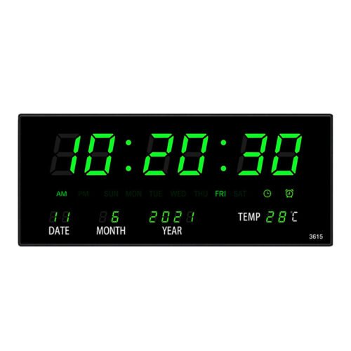 Large Screen Digital Wall Clock LED Display Desk Time Temperature Calendar Date