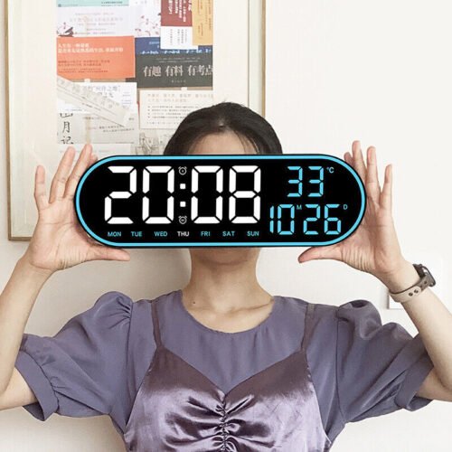 Large Screen LED Digital Wall Clock Temperature Date Alarm Electronic Clocks