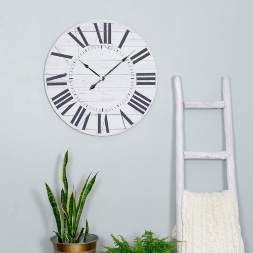 Large Shiplap Wall Clock Large Roman Numerals French Country Design Hanging