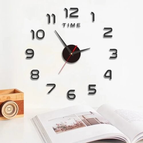 Large Size 3D DIY Silent Wall Clock Black/Gold/Silver Simple Modern Punch-Free W