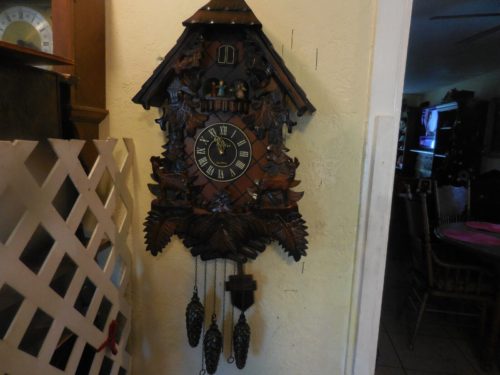 Large Solid Wooden Musical THE CLOCK Co Cuckoo Clock 25 " Tall X 15 " Wide X 5 "D image