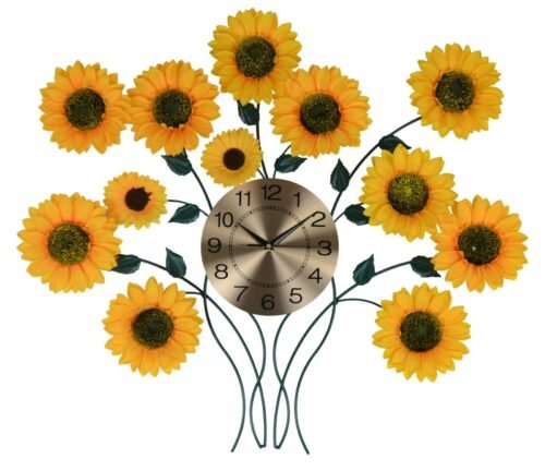 Large Sunflower Metal Wall Clock