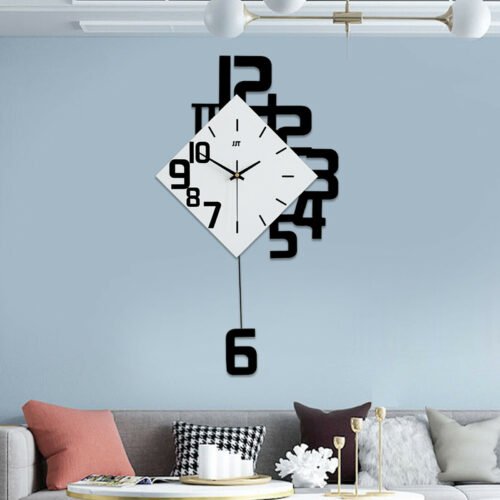 Large Swing Wall Silent Clock Living Room Decor Nordic Hanging Pendulum Clock