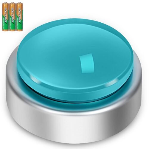 Large Talking Button Clock, Alarm Clock with Volume Control (Silver&Blue)
