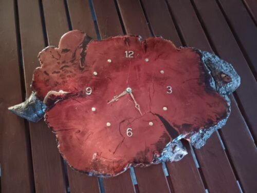 Large Tree Slab Working Wall Clock Rustic Wood Decor
