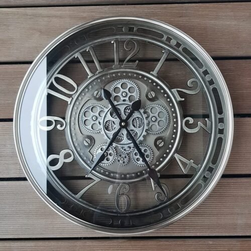 Large Vintage Moving Gear Wall Clock for Living Room | 21"