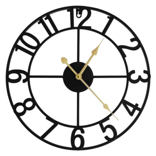 Large Wall Clock 16Inch Round Silent Non Ticking Vintage Rustic Iron Decorative❉