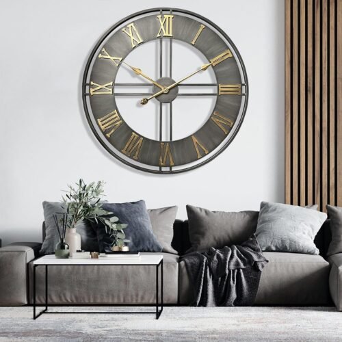 Large Wall Clock,20inch Metal Wall Clocks,Quality Quartz Movement Roman Numer...