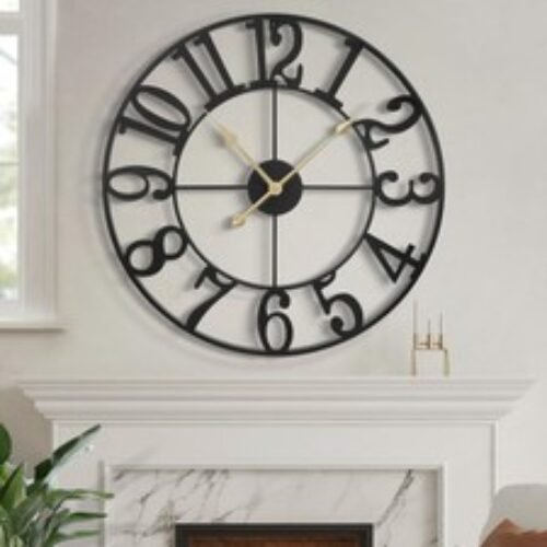 Large Wall Clock, 24" Silent Non-Ticking, Battery Operated, Oversized, Decora...