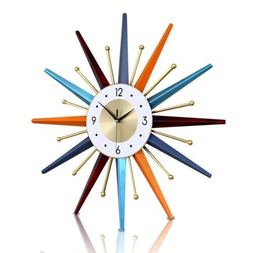 Large Wall Clock 31 Inch Mid Century Wall Clocks Starburst Clock Non Ticking ...