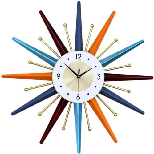 Large Wall Clock 31 Inch Modern Wall Clock Starburst Mid-Century Modern Decor