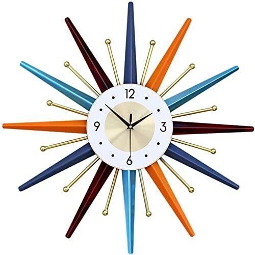 Large Wall Clock 31 Inch Modern Wall Clock Starburst Mid-Century Modern Decor